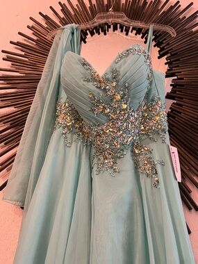 Strapless Sweetheart Rhinestone Evening Gown